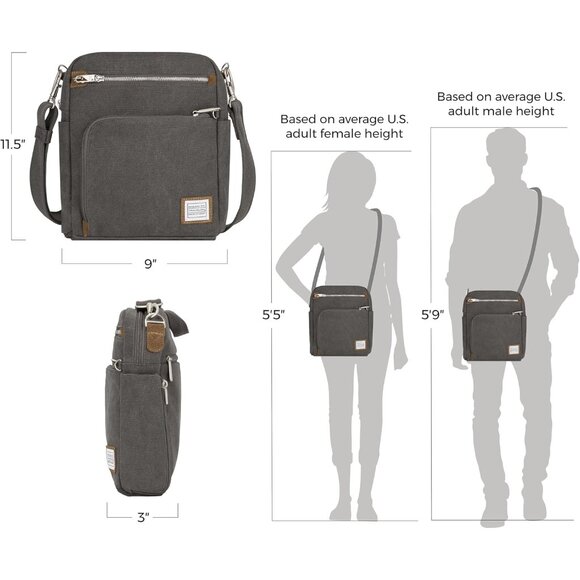 Heritage Tour Bag Cotton Canvas Suede Anti-Theft RFID Pockets Unisex - Picture 4 of 10